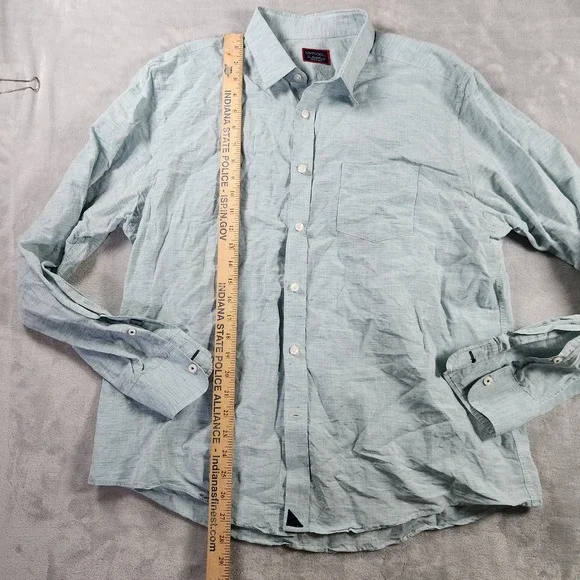 UNTUCKit Shirt Mens XL Green Long Sleeve Linen Blend Button Up Wrinkle Casual - Picture 5 of 8